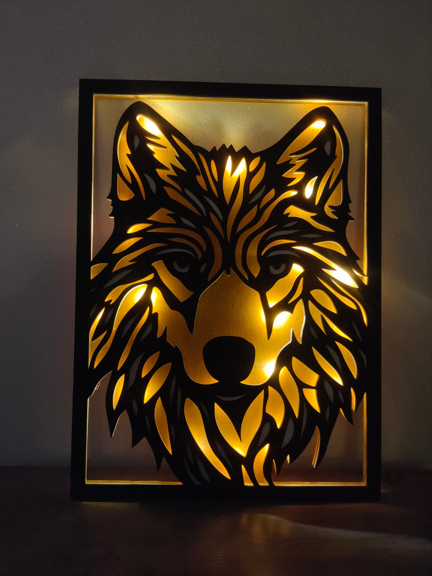 Tableau Loup Rétro Eclairé