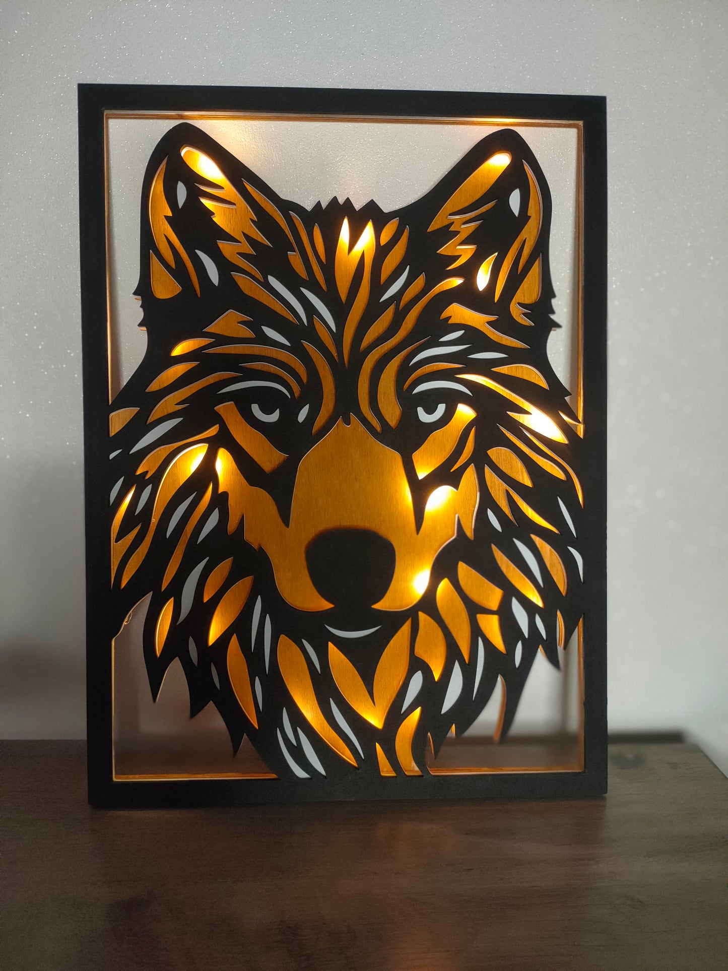 Tableau Loup Rétro Eclairé