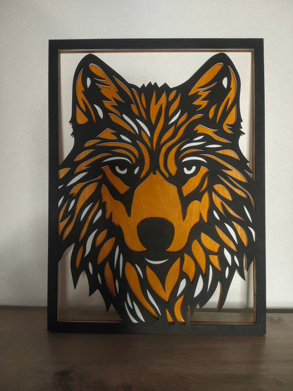 Tableau Loup Rétro Eclairé